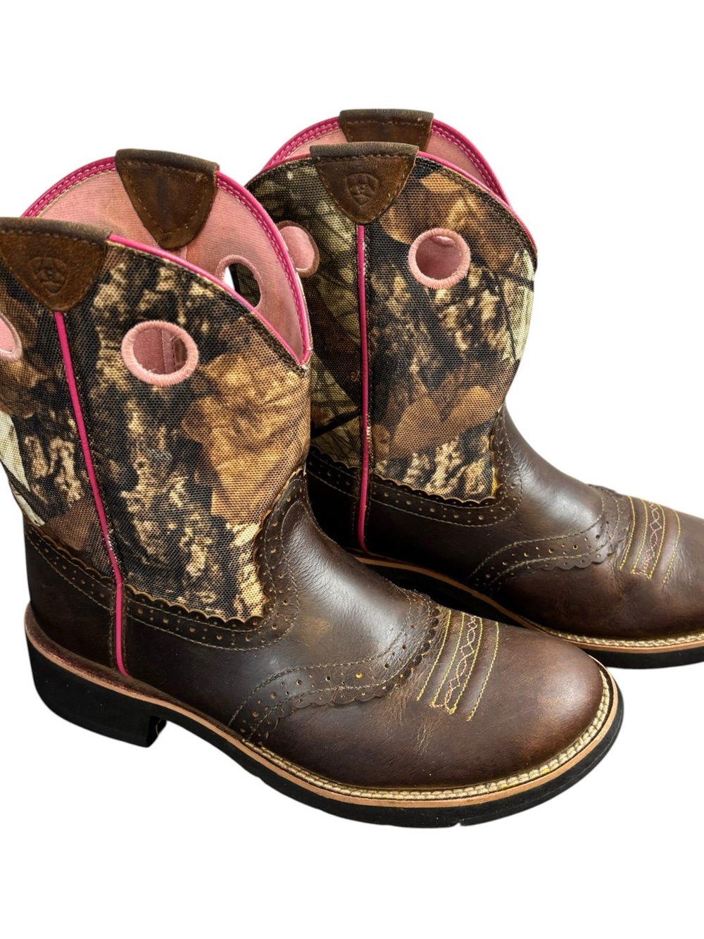 ARIAT Fatbaby Western Boots Women’s  Brown Camo Pink Roper Cowgirl 9.5B